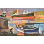 Gabriel Couderc (1905-1994) French. "Cargo Ship in Sete", Printed for The Baynard Press for