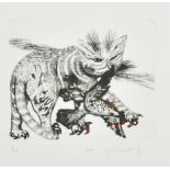 Colin Self (1941- ) British. A Cat with a Bird, Etching, Signed, Dated 2009 and Numbered 4/24 in