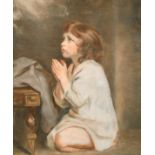 Circle of John Russell (1745-1806) British. "The Infant Samuel at Prayer", after Joshua Reynolds,