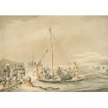 After William Samuel Howitt (c.1765-1822) British. "Killing Game in Boats", Print, 12" x 17.25" (