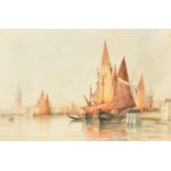 Frederick James Aldridge (1850-1933) British. Venice, Watercolour, Signed and Inscribed, 14.5" x