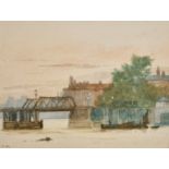 19th Century English School. 'Old Battersea Bridge', Watercolour, Signed with Initials 'T.C' and