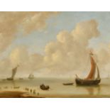 Circle of Jan Van De Cappelle (1624-1679) Dutch. A Shipping Scene in Calm Waters, with Figures in