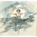 Attributed to Maria Cosway (1760-1838) Italian/British. Study of a Flying Goddess, Watercolour, 2.