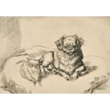 Athene Andrade (1908- 1973) British. Study of a Pekingese, Etching, Signed in Pencil Unframed 7" x