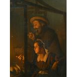 Petrus van Schendel (1806-1870) Dutch. The Game Sellers by Candlelight, Oil on Panel, Signed with