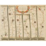 John Ogilby (1600-1676) British. "The Road from London to Yarmouth com Norf", Map, 13.5" x 17.5" (