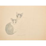 Athene Andrade (1908- 1973) British. Study of Two Cats, Watercolour, Signed in Pencil, Unframed
