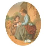Agnes Rose Bouvier (1842-c.1892) British. A Mother and Child, Watercolour, Signed, Oval, 16.5" x