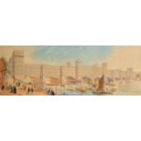 George Pyne (1800-1884) British. "Proposed Design for Westminster Bridge (1850)", Watercolour,