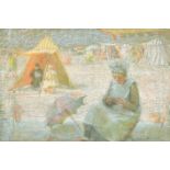 Maude Harris (fl.1883-1936) British. Figures on a Beach, Pastel, Signed, 14" x 21" (35.5 x 53.3cm)