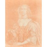 19th Century English School. Bust Portrait of a Lady, Sanguine, Unframed 9.75" x 7.5" (24.8 x 19cm)