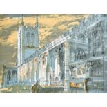 John Piper (1903-1992) British. "Long Melford Church", Lithograph, Signed and Numbered 268/275 in