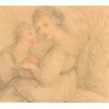 Francesco Bartolozzi (1727-1815) Italian. The Young Couple, Pencil and Chalk, 9" x 10.25" (22.8 x