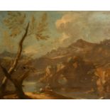 Manner of Salvator Rosa (1615-1673) Italian. A Classical Landscape with Figures in the foreground,
