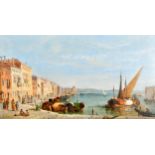 Jane Vivian (act.1861-1877) British. "Venetian Scene", Oil on Canvas, Signed, Inscribed on a label