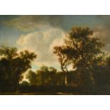 17th Century Dutch School. A Wooded Landscape, with a Figure on Horseback, Oil on Panel, 14.5" x