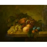 Late 18th Century European School. Still Life of Fruit on a Ledge, Oil on Canvas, Indistinctly