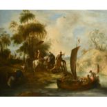 Manner of Philips Wouwerman (1619-1668) Dutch. An Encampment with Elegant Figures, Oil on Canvas,