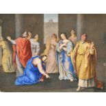 19th Century Italian School. Christ with his Disciples, Watercolour, Unframed 6.5" x 8.5" (16.5 x