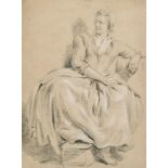 Hermanus van Brussel (1763-1815) Dutch. Study of a Seated Lady, Charcoal heightened with white,