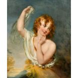 John Wood (1801-1870) British. "A Sylph", Oil on Canvas, Signed, Inscribed and Dated 1827 verso, 30"