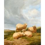 Thomas Sidney Cooper (1803-1902) British. Sheep at Rest, Oil on Canvas, Signed and Dated 1876, 24" x