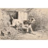 Karl Bodmer (1809-1893) Swiss/French. "Guard Dog, 1870", Etching, Mounted, Unframed 3.5" x 5" (8.9 x