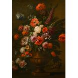 Early 18th Century Italian School. Still Life of Flowers in an Urn, Oil on Canvas, 41.5" x 29" (