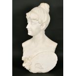 Late 19th Century European School. A Bust of a Female Artist, Marble, Indistinctly Incised verso,