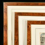 19th Century English School. A Set of Three Wooden Frames with gilt inner and outer edges, and inset