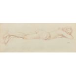 Randolph Schwabe (1885-1948) British. Study of a Naked Girl lying on a Bed, Red Chalk, Dated 1973,