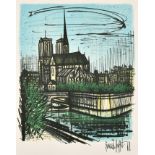 Bernard Buffet (1928-1999) French. "Notre Dame, Paris, 1968", Lithograph, Unframed 23" x 18.25" (