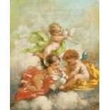Charles Augustus Henry Lutyens (1829-1915) British. Cherubs and Doves, Oil on Canvas, 12" x 10" (