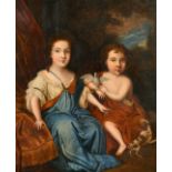Manner of Nicolaes Maes (1634-1693) Dutch. Study of Two Young Children, Oil on Panel, 18.75" x