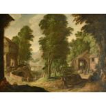17th Century Dutch School. A River Landscape with Figures, Oil on Canvas laid down, Inscribed on