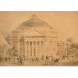 Thomas Allom (1804-1872) British. "Old Coliseum, Regents Park", Pencil and Wash, Inscribed on mount,