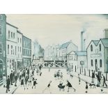 Laurence Stephen Lowry (1887-1976) British. "The Railway Crossing", Print in Colours, with Printer's