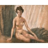 Harry Arthur Riley (1895-1966) British. Study of a Naked Lady, Pastel, Signed, with Studio Label