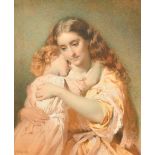 George Elgar Hicks (1824-1914) British. "Little Sorrows", Watercolour, Signed and Dated 1867, and