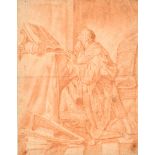 After Giovanni Francesco Barbieri 'Guercino' (1591-1666) Italian. King David Praying, Sanguine on
