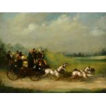 James Pollard (1792/97-1867) British. 'The London to Brighton Coach', Oil on Panel, Inscribed on