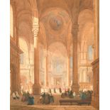 John Scarlett Davis (1804-1845) British. "Eglise St. Roche", Watercolour, Inscribed on Mount, 12"