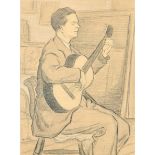 Clifford Hall (1904-1973) British. The Artist F.B.C. Bravington playing the Guitar