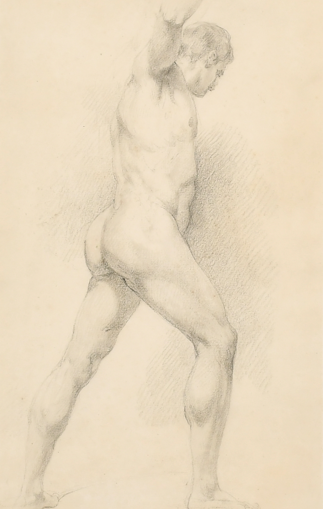 Thomas Lawrence (1769-1830) British. A Male Nude Study, circa 1795, Pencil, Inscribed verso, 8.75" x