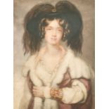 James F Wilkins (1808-1888) British/American. Portrait of a Lady in an Elaborate Headdress,