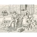 Stanley Anderson (1884-1966) British. "The Clothes-Peg Maker", Line Engraving, Signed, Extensively