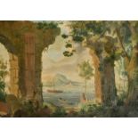 19th Century European School. A Capriccio Landscape, Oil on Canvas, 21" x 31" (53.3 x 78.7cm)