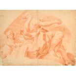 Manner of Michelangelo Buonarroti (1475-1564) Italian. Study for a Fresco, Sanguine on joined paper,