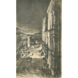 David Muirhead Bone (1876-1953) British. "Evening Spanish Street Scene", Facsimile Print,